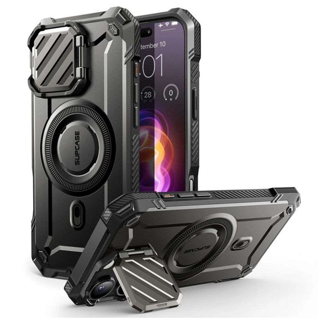 SUPCASE for iPhone 16 Pro Max Case with Screen Protector (Unicorn Beetle Pro), [Built-in Stand & Belt-Clip] [Military-Grade Protection] Full Body Heavy Duty Phone Case for iPhone 16 Pro Max, Clear